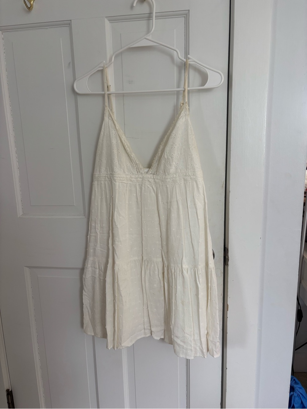 Cream Spaghetti Strap Tiered Sundress